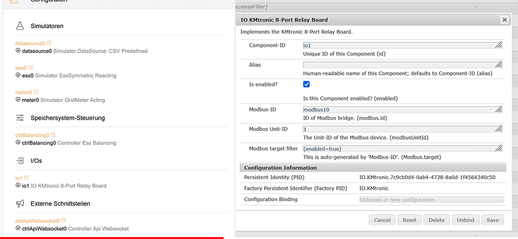 Ein erstes Hallo - A configured OpenEMS Component was not activated ...